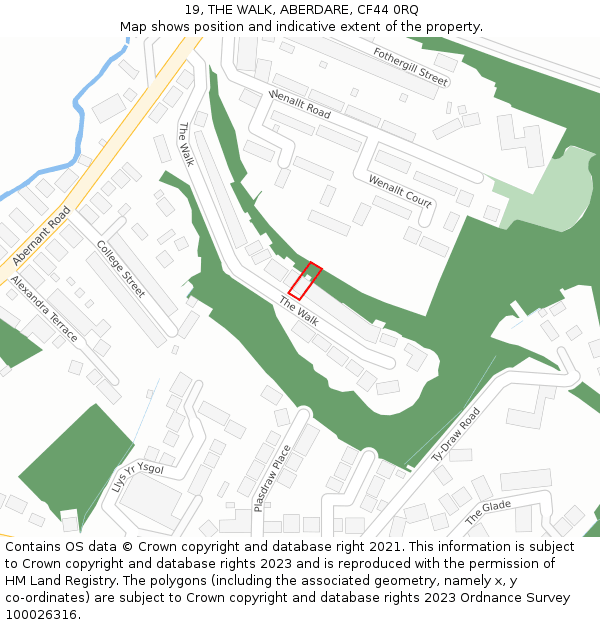 19, THE WALK, ABERDARE, CF44 0RQ: Location map and indicative extent of plot