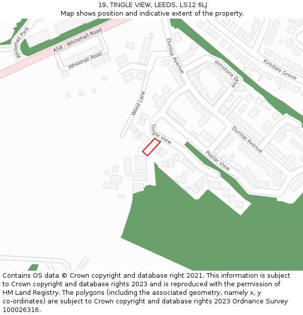 19, TINGLE VIEW, LEEDS, LS12 6LJ: Location map and indicative extent of plot