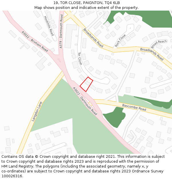 19, TOR CLOSE, PAIGNTON, TQ4 6LB: Location map and indicative extent of plot