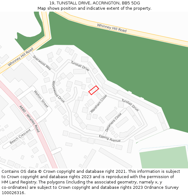 19, TUNSTALL DRIVE, ACCRINGTON, BB5 5DG: Location map and indicative extent of plot