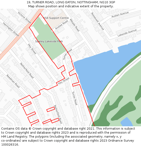19, TURNER ROAD, LONG EATON, NOTTINGHAM, NG10 3GP: Location map and indicative extent of plot