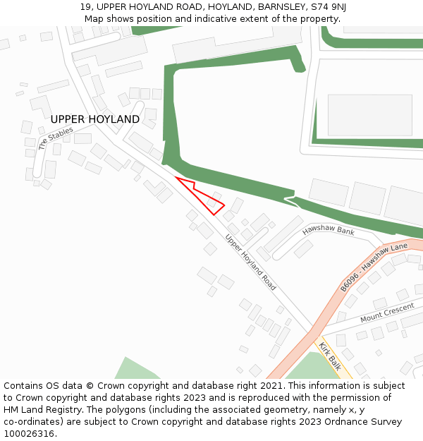 19, UPPER HOYLAND ROAD, HOYLAND, BARNSLEY, S74 9NJ: Location map and indicative extent of plot