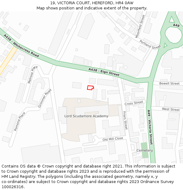 19, VICTORIA COURT, HEREFORD, HR4 0AW: Location map and indicative extent of plot