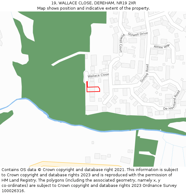 19, WALLACE CLOSE, DEREHAM, NR19 2XR: Location map and indicative extent of plot