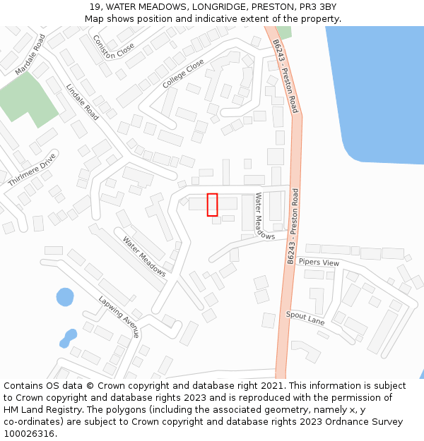 19, WATER MEADOWS, LONGRIDGE, PRESTON, PR3 3BY: Location map and indicative extent of plot