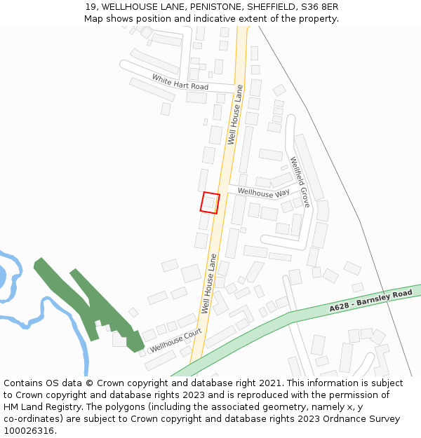 19, WELLHOUSE LANE, PENISTONE, SHEFFIELD, S36 8ER: Location map and indicative extent of plot