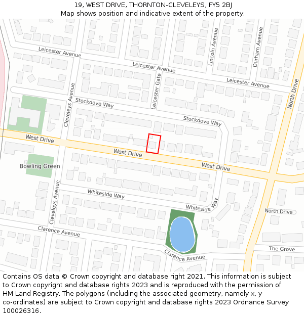 19, WEST DRIVE, THORNTON-CLEVELEYS, FY5 2BJ: Location map and indicative extent of plot