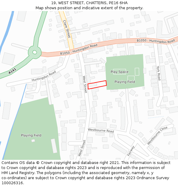 19, WEST STREET, CHATTERIS, PE16 6HA: Location map and indicative extent of plot