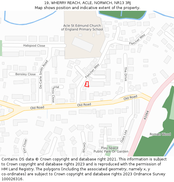 19, WHERRY REACH, ACLE, NORWICH, NR13 3RJ: Location map and indicative extent of plot