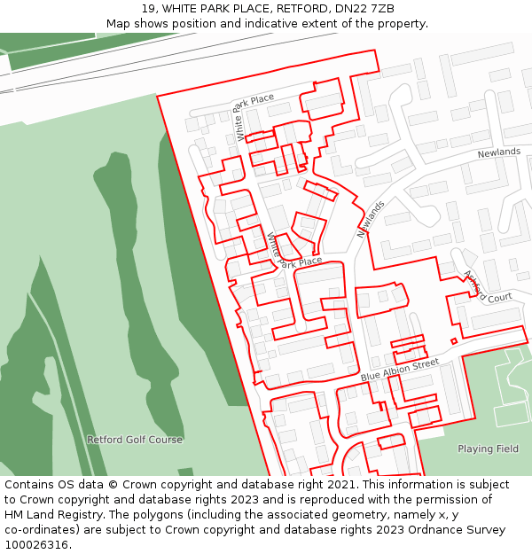 19, WHITE PARK PLACE, RETFORD, DN22 7ZB: Location map and indicative extent of plot