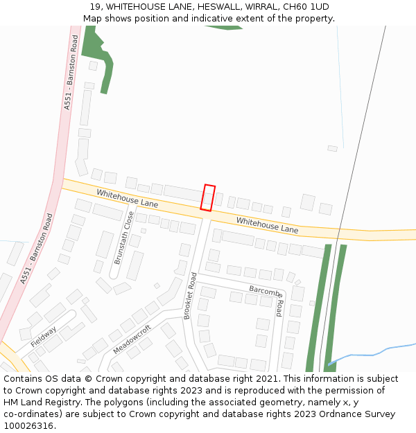 19, WHITEHOUSE LANE, HESWALL, WIRRAL, CH60 1UD: Location map and indicative extent of plot