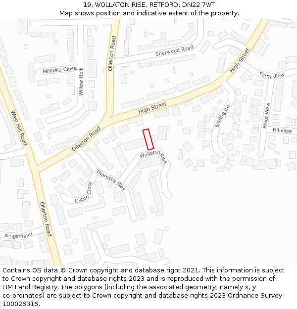 19, WOLLATON RISE, RETFORD, DN22 7WT: Location map and indicative extent of plot