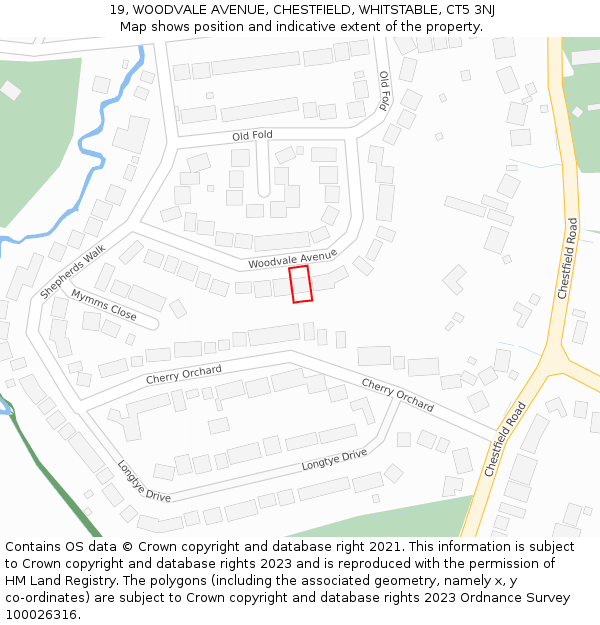 19, WOODVALE AVENUE, CHESTFIELD, WHITSTABLE, CT5 3NJ: Location map and indicative extent of plot