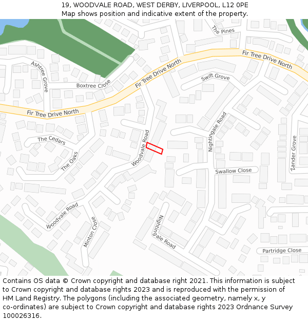 19, WOODVALE ROAD, WEST DERBY, LIVERPOOL, L12 0PE: Location map and indicative extent of plot