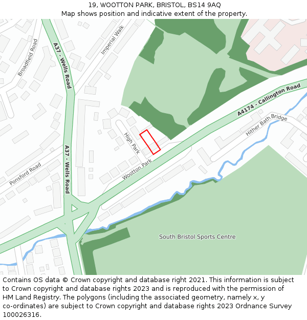 19, WOOTTON PARK, BRISTOL, BS14 9AQ: Location map and indicative extent of plot