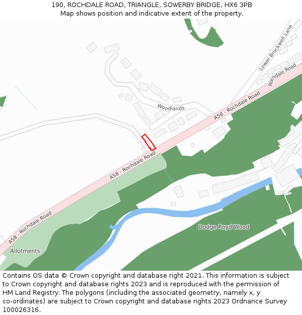190, ROCHDALE ROAD, TRIANGLE, SOWERBY BRIDGE, HX6 3PB: Location map and indicative extent of plot