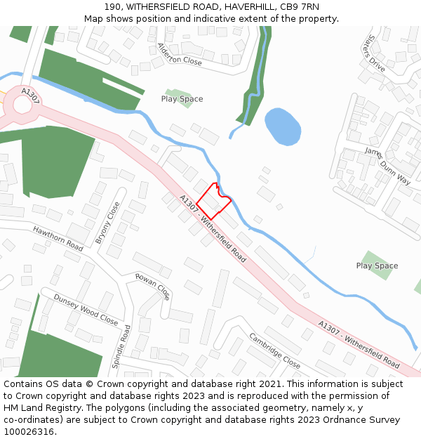 190, WITHERSFIELD ROAD, HAVERHILL, CB9 7RN: Location map and indicative extent of plot