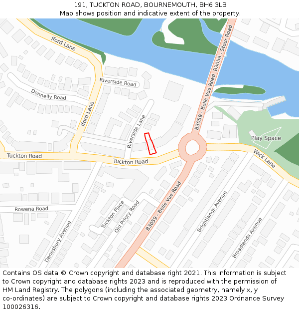 191, TUCKTON ROAD, BOURNEMOUTH, BH6 3LB: Location map and indicative extent of plot
