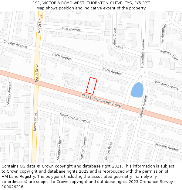 191, VICTORIA ROAD WEST, THORNTON-CLEVELEYS, FY5 3PZ: Location map and indicative extent of plot