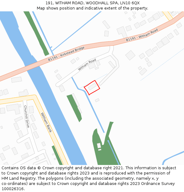 191, WITHAM ROAD, WOODHALL SPA, LN10 6QX: Location map and indicative extent of plot