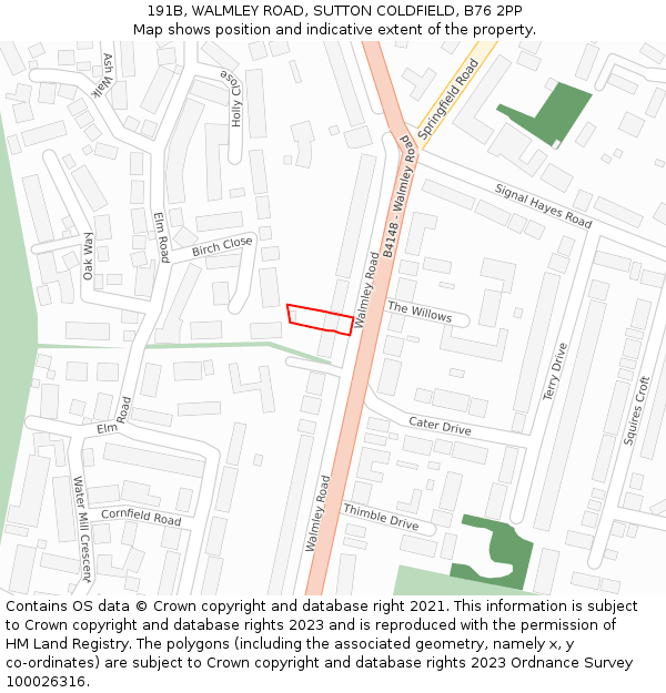 191B, WALMLEY ROAD, SUTTON COLDFIELD, B76 2PP: Location map and indicative extent of plot