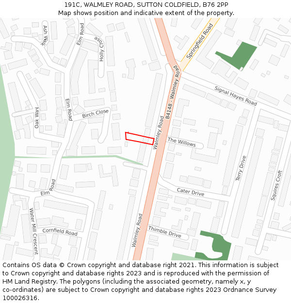 191C, WALMLEY ROAD, SUTTON COLDFIELD, B76 2PP: Location map and indicative extent of plot