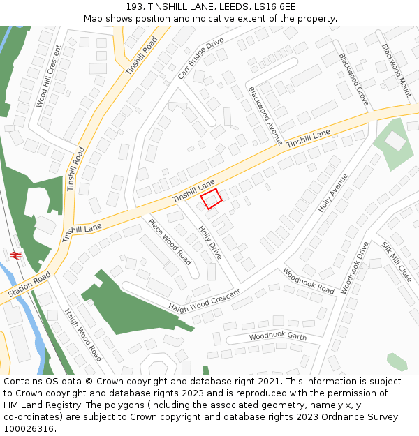 193, TINSHILL LANE, LEEDS, LS16 6EE: Location map and indicative extent of plot