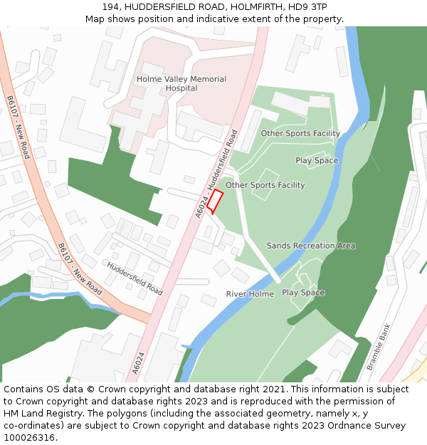 194, HUDDERSFIELD ROAD, HOLMFIRTH, HD9 3TP: Location map and indicative extent of plot