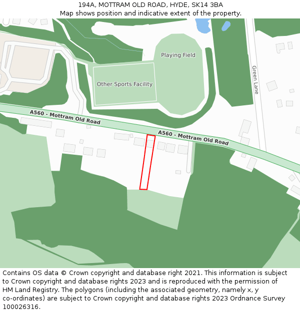 194A, MOTTRAM OLD ROAD, HYDE, SK14 3BA: Location map and indicative extent of plot