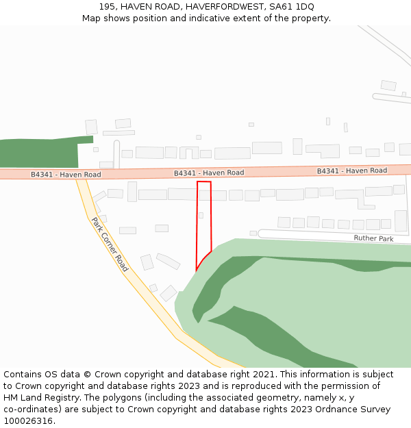 195, HAVEN ROAD, HAVERFORDWEST, SA61 1DQ: Location map and indicative extent of plot