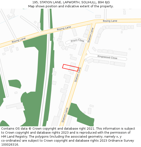 195, STATION LANE, LAPWORTH, SOLIHULL, B94 6JG: Location map and indicative extent of plot