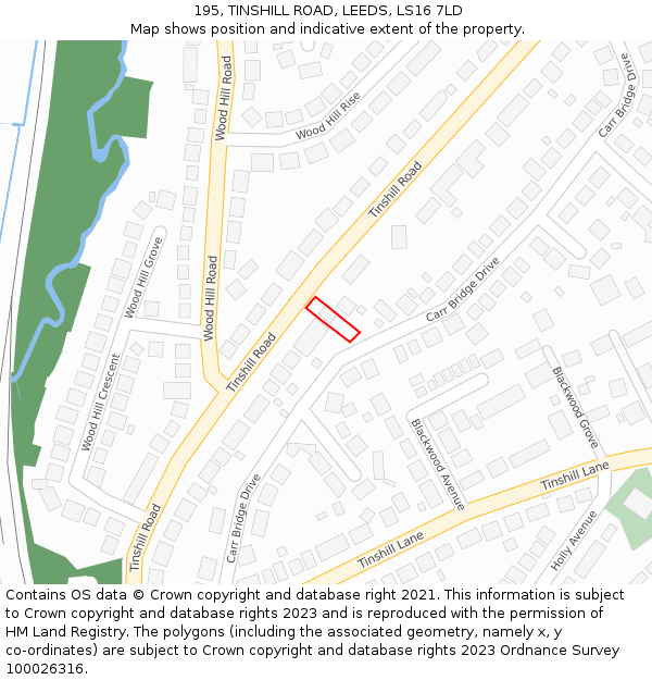 195, TINSHILL ROAD, LEEDS, LS16 7LD: Location map and indicative extent of plot