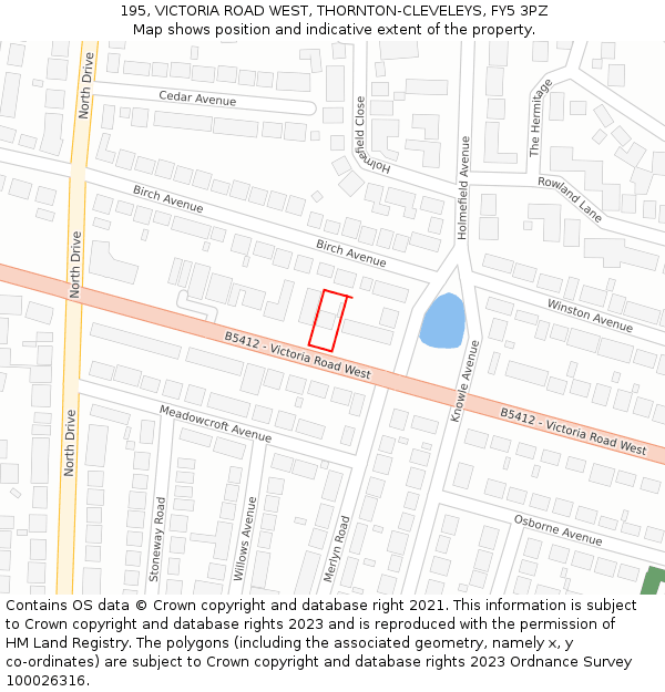 195, VICTORIA ROAD WEST, THORNTON-CLEVELEYS, FY5 3PZ: Location map and indicative extent of plot