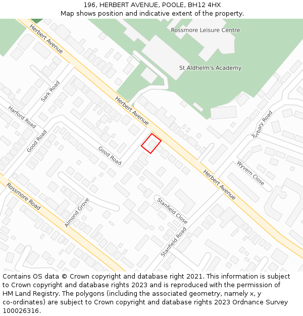 196, HERBERT AVENUE, POOLE, BH12 4HX: Location map and indicative extent of plot