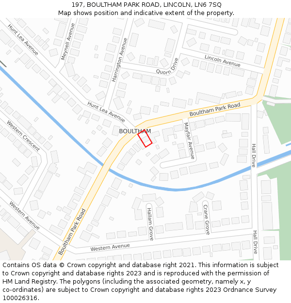 197, BOULTHAM PARK ROAD, LINCOLN, LN6 7SQ: Location map and indicative extent of plot