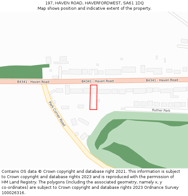 197, HAVEN ROAD, HAVERFORDWEST, SA61 1DQ: Location map and indicative extent of plot