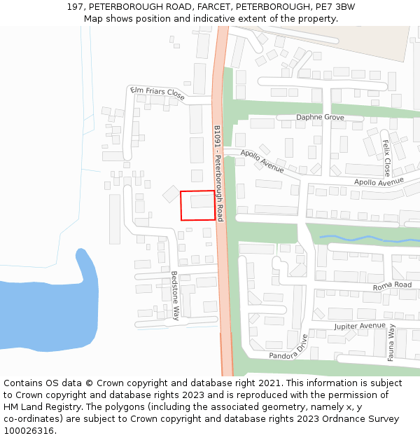 197, PETERBOROUGH ROAD, FARCET, PETERBOROUGH, PE7 3BW: Location map and indicative extent of plot