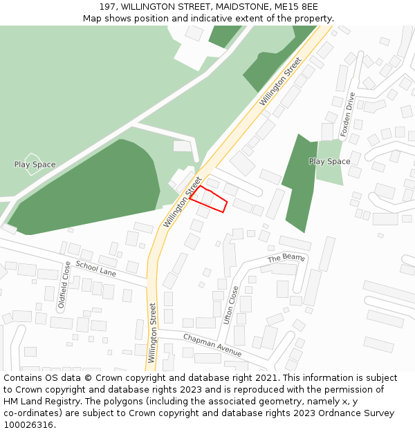 197, WILLINGTON STREET, MAIDSTONE, ME15 8EE: Location map and indicative extent of plot