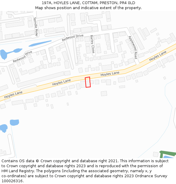 197A, HOYLES LANE, COTTAM, PRESTON, PR4 0LD: Location map and indicative extent of plot