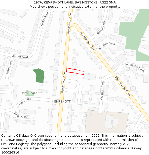 197A, KEMPSHOTT LANE, BASINGSTOKE, RG22 5NA: Location map and indicative extent of plot