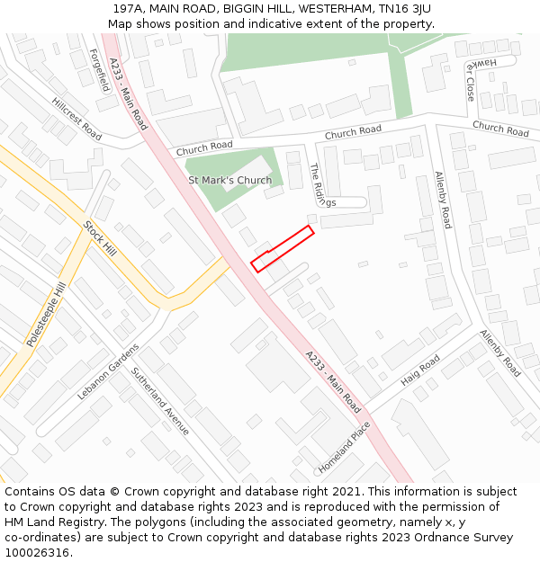 197A, MAIN ROAD, BIGGIN HILL, WESTERHAM, TN16 3JU: Location map and indicative extent of plot
