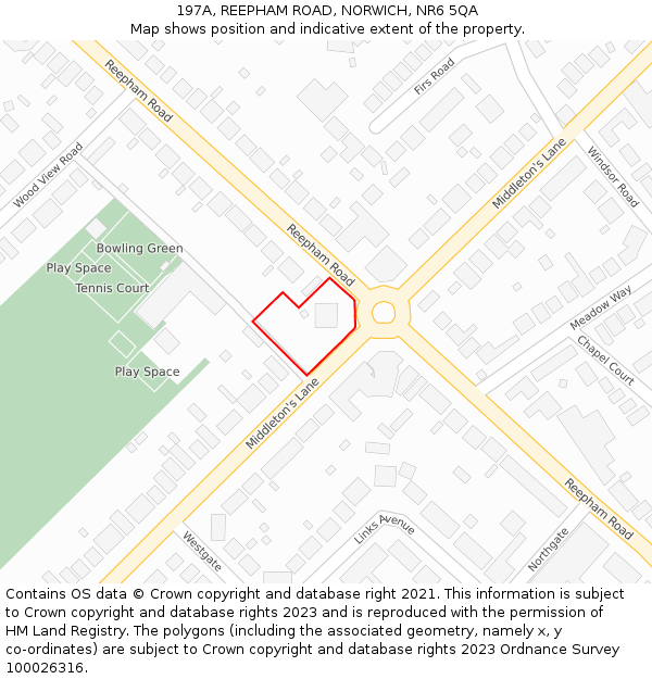 197A, REEPHAM ROAD, NORWICH, NR6 5QA: Location map and indicative extent of plot