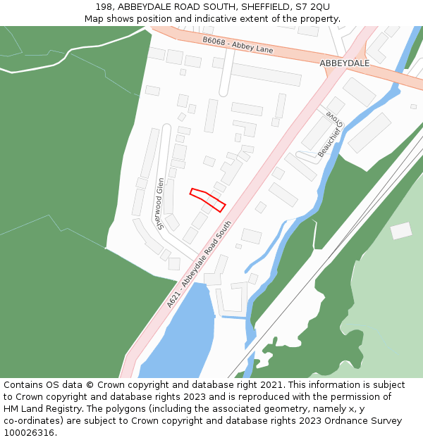 198, ABBEYDALE ROAD SOUTH, SHEFFIELD, S7 2QU: Location map and indicative extent of plot