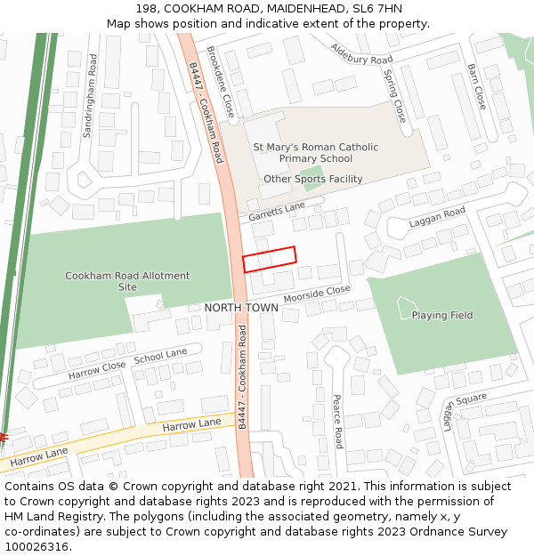 198, COOKHAM ROAD, MAIDENHEAD, SL6 7HN: Location map and indicative extent of plot