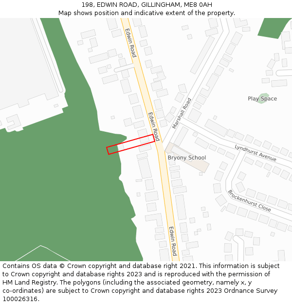 198, EDWIN ROAD, GILLINGHAM, ME8 0AH: Location map and indicative extent of plot