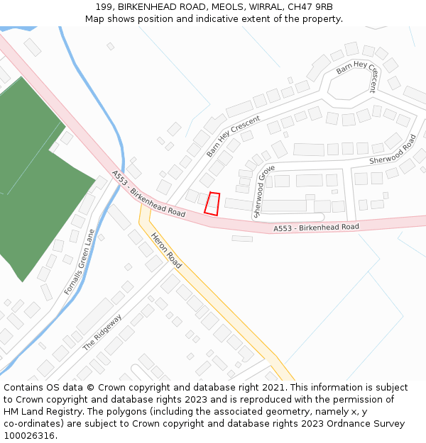 199, BIRKENHEAD ROAD, MEOLS, WIRRAL, CH47 9RB: Location map and indicative extent of plot