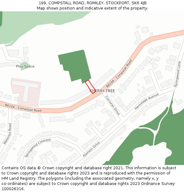 199, COMPSTALL ROAD, ROMILEY, STOCKPORT, SK6 4JB: Location map and indicative extent of plot