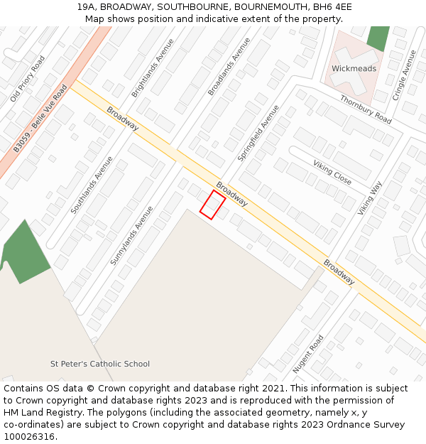 19A, BROADWAY, SOUTHBOURNE, BOURNEMOUTH, BH6 4EE: Location map and indicative extent of plot