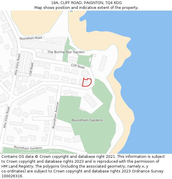 19A, CLIFF ROAD, PAIGNTON, TQ4 6DG: Location map and indicative extent of plot
