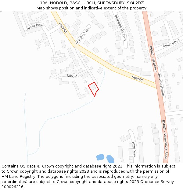 19A, NOBOLD, BASCHURCH, SHREWSBURY, SY4 2DZ: Location map and indicative extent of plot